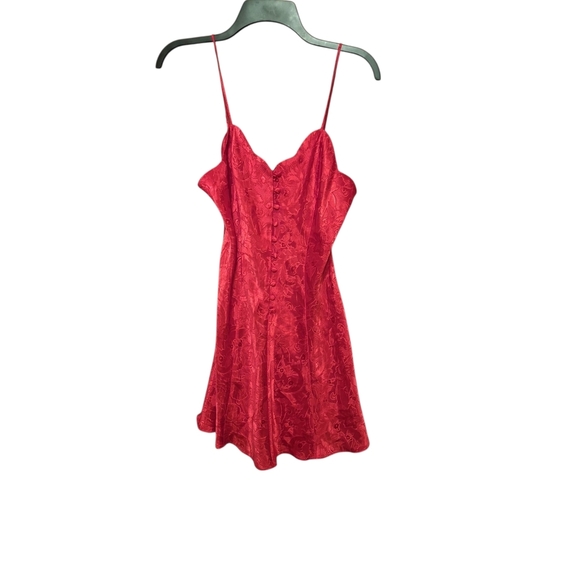Vintage Victoria's Secret Gold Label RED Satin Tapestry Slinky Negligee Medium - Picture 2 of 5